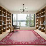 Blush Pink Heart Border Persian Area Rug