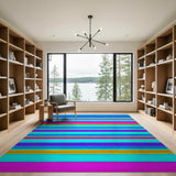Multi-color and Patterns Vibrant Multi-Color Horizontal Stripe Rug