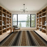 Leopard Striped Area Rug in Black and Tan