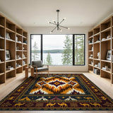 Desert Nomad Ikat Tribal Rug with Camels Tents
