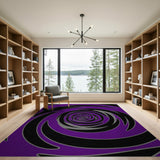 Hypnotic Purple Spiral Area Rug
