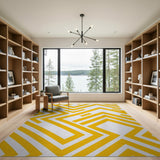 Bold Yellow Geometric Line Art Area Rug