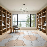 Peach Hexagon Grid Modern Area Rug
