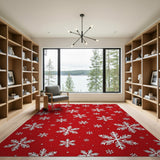 Festive Red Snowflake No. 12 Area Rug