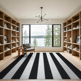 Bold Black White Vertical Stripe No. 24 Area Rug