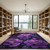 Lush Purple Peonies Area Rug