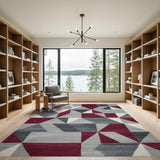 Geometric Modern Grey Geometric Triangle Area Rug