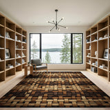 Tribal Woven Brown Tan Area Rug