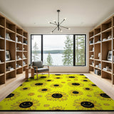 Cheerful Smiling Sunflowers Yellow Area Rug