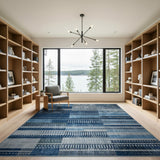 Blue Teal Geometric Stripe Area Rug