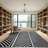 Black and White Bold Black White Zigzag Geometric Area Rug