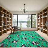 Playful Dancing Skeletons Cartoon Area Rug