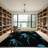 Glowing Blue Jellyfish Area Rug