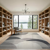 Geometric Modern Abstract Black White Wave Area Rug