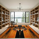 Cyber Wolf Geometric Orange Area Rug