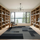 Textured Grey Geometric Abstract Area Rug