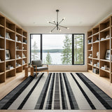 Vertical Stripe Geometric Modern Bold Black White Vertical Stripe Area Rug