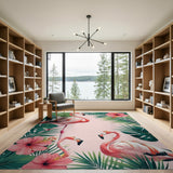 Pink Flamingo Tropical Paradise Area Rug