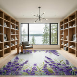 Cascading Lavender Floral Area Rug