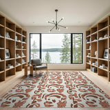 Abstract Terracotta Leaf Area Rug