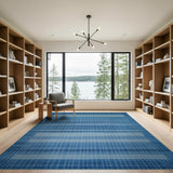 Blue and Teal Geometric Modern Blue Teal Striped Geometric Area Rug