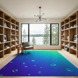Teal Blue Water Droplets Abstract Area Rug