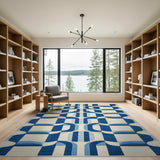Blue Interlocking Arch Geometric Area Rug