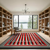 Geometric Modern Bold Red Black Geometric Stripe Area Rug