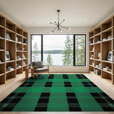 Green Green Black Plaid Area Rug