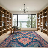 Teal Pink Orange Diamond Southwestern Area Rug