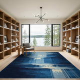 Blue Teal Waterfall Pine Geometric Rug