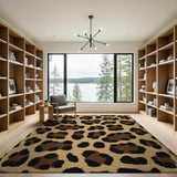 Leopard Print Tufted Area Rug in Brown Tan