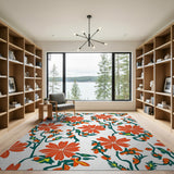 Floral Vintage Vibrant Red Floral Pattern Area Rug