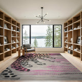 Abstract Pink Leopard Fade Area Rug