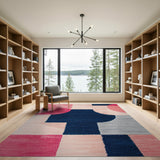 Bold Geometric Pink Navy Area Rug