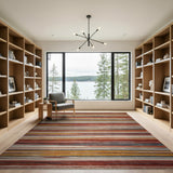 Vibrant Multi-Color Horizontal Stripe Multi-color and Patterns Area Rug