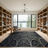 Ornate Grey Arabesque Area Rug