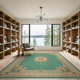 Ornate Teal Starburst Medallion Area Rug