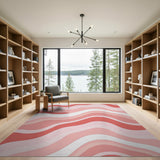 Abstract Area Wavy Pink Abstract Area Rug