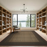 Brown Tan Geometric Trellis Persian Rug