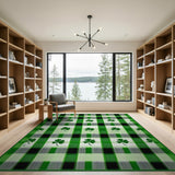 Green Shamrock Plaid Area Rug