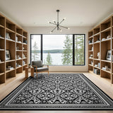 Traditional Persian Black and White Intricate Black White Persian Floral Rug