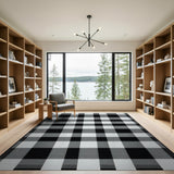 Geometric Modern Bold Black White Buffalo Check Area Rug