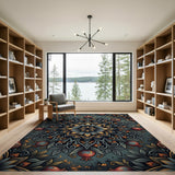 Teal Pomegranate Mandala Area Rug