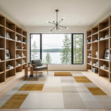 Brown Tan Geometric Block Brown and Tan Area Rug
