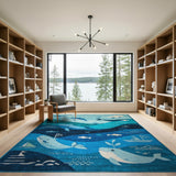 Whimsical Whale Ocean Kids Area Rug