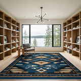 Blue Southwestern Geometric Area Rug