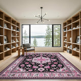 Traditional Persian Pink Floral Medallion Area Rug