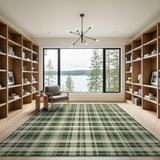 Classic Green Plaid Check Rustic Farmhouse Area Rug