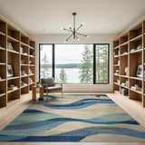 Blue Teal Ocean Waves Turtle Coastal Rug